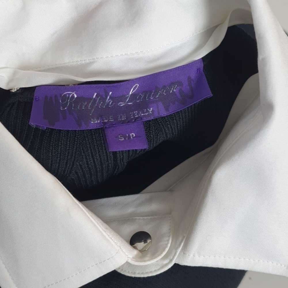 Ralph Lauren Purple Label Woven-Collar Sweater Day Dress - Picture 7 of 14